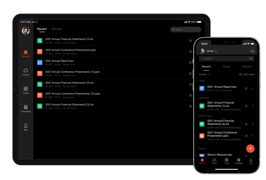 適用於 iOS/iPadOS 的 WPS Office 的更多功能